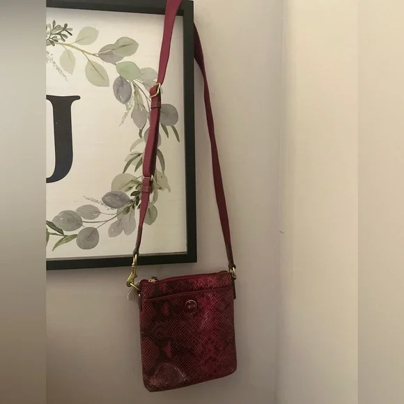 Coach Raspberry Python Leather Crossbody Bag - Picture 9 of 9